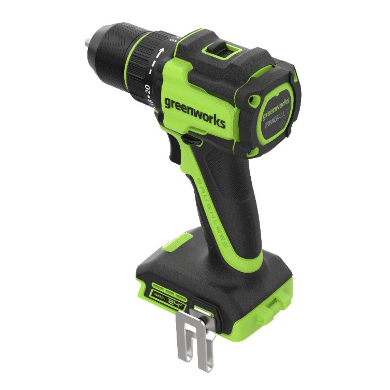 Дрель-шуруповёрт 27/50 Нм аккумуляторная Greenworks 24V DD350, бесщёточная, без АКБ и ЗУ