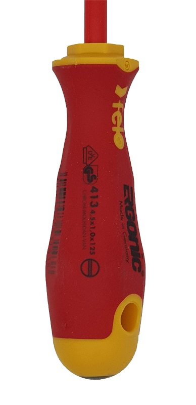 Отвёртка ERGONIC диэлектр., серия 413, SL 4,5х1,0х125 FELO 413 045 90