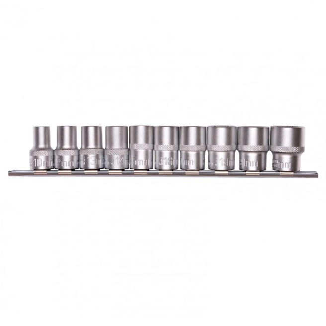 Набор торцевых головок, 1/2", шестигранные, CrV, 10 шт, 10-22 мм Stels