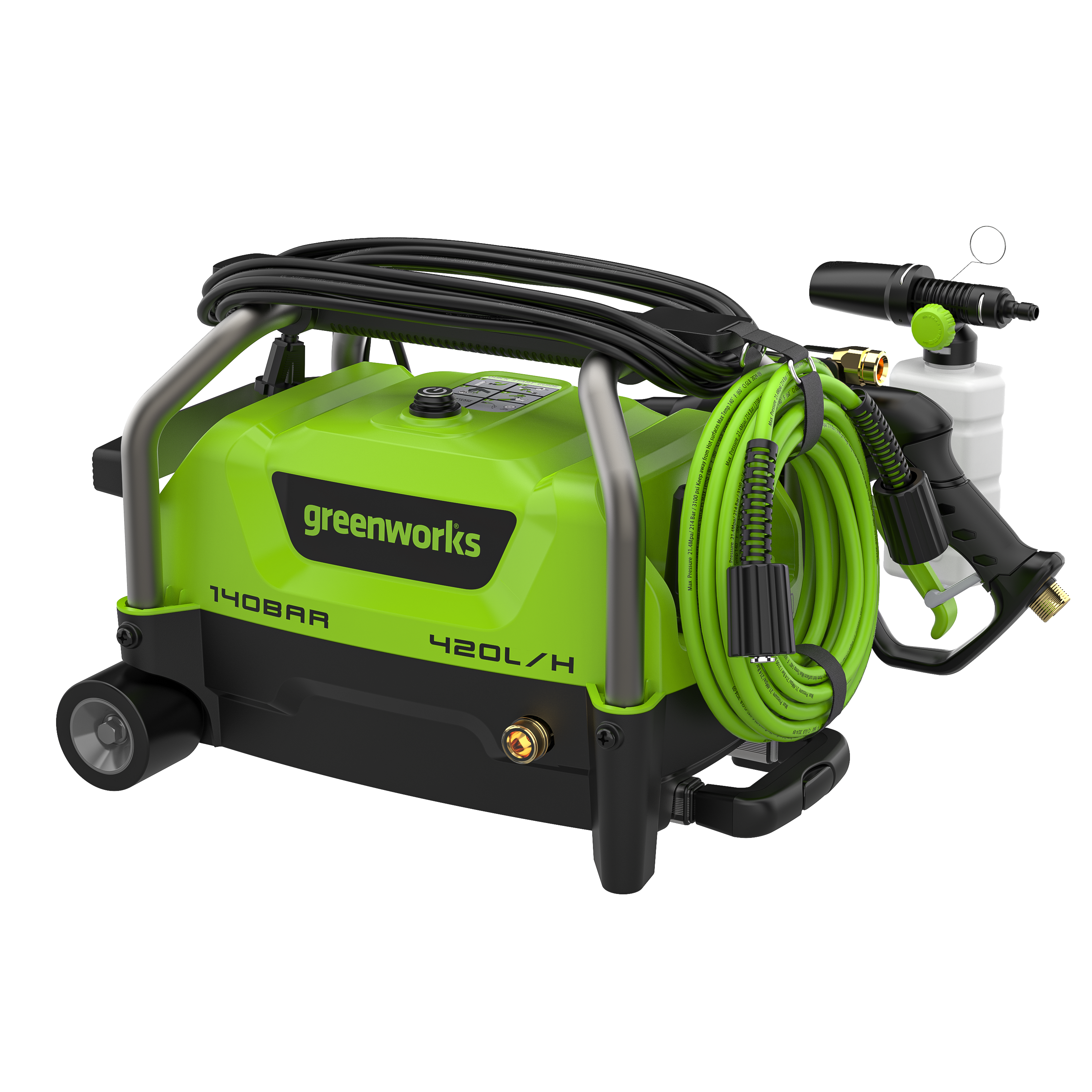Мойка высокого давления 140 бар 1900 Вт электрическая Greenworks PW3140