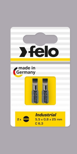 Бита плоская шлицевая SL 4 мм, серия Industrial, 2шт в блистере FELO 02041036