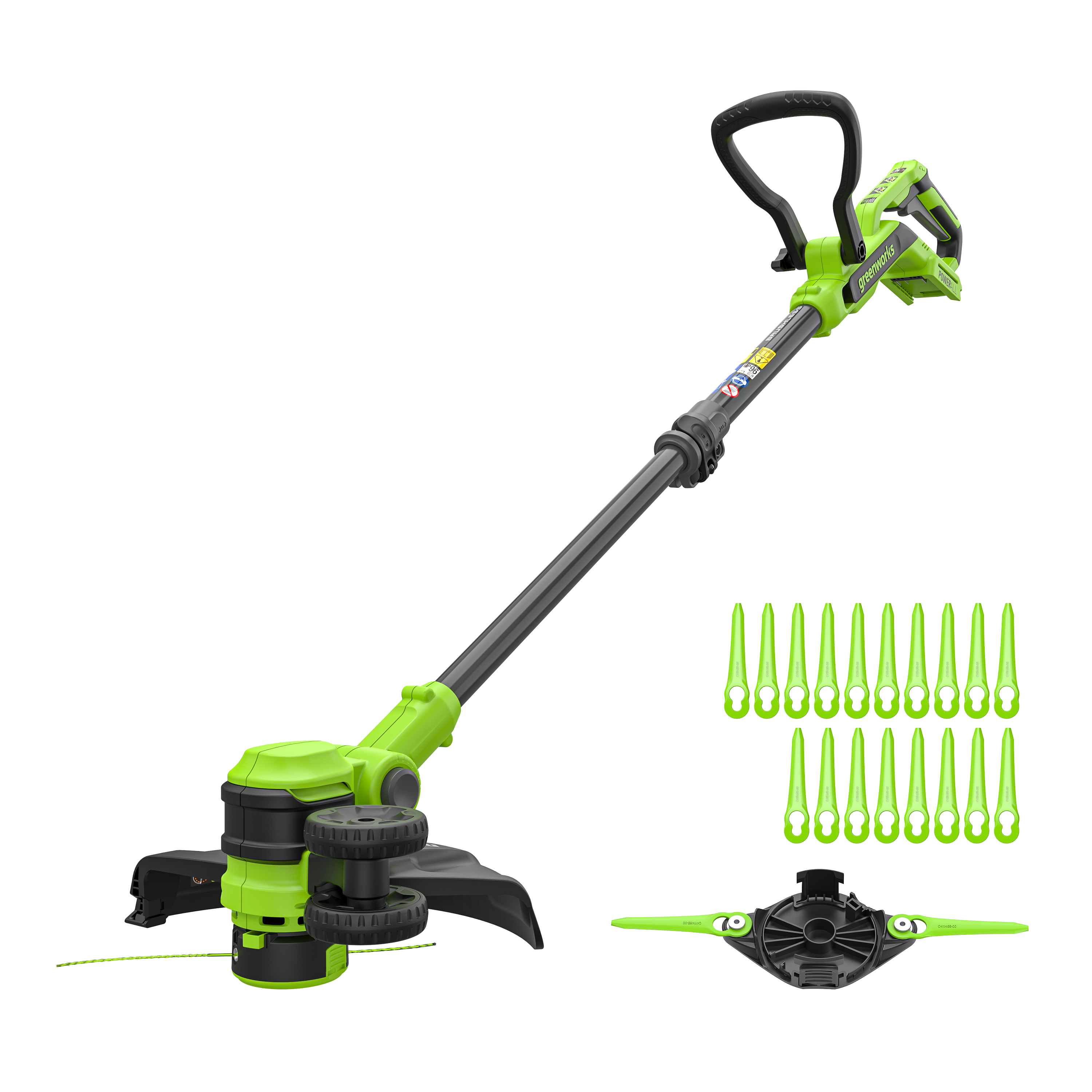 Триммер аккумуляторный Greenworks 30 см 24V ST3002 ST3002A3 с пластиковым ножом, бесщёточный, без АКБ и ЗУ