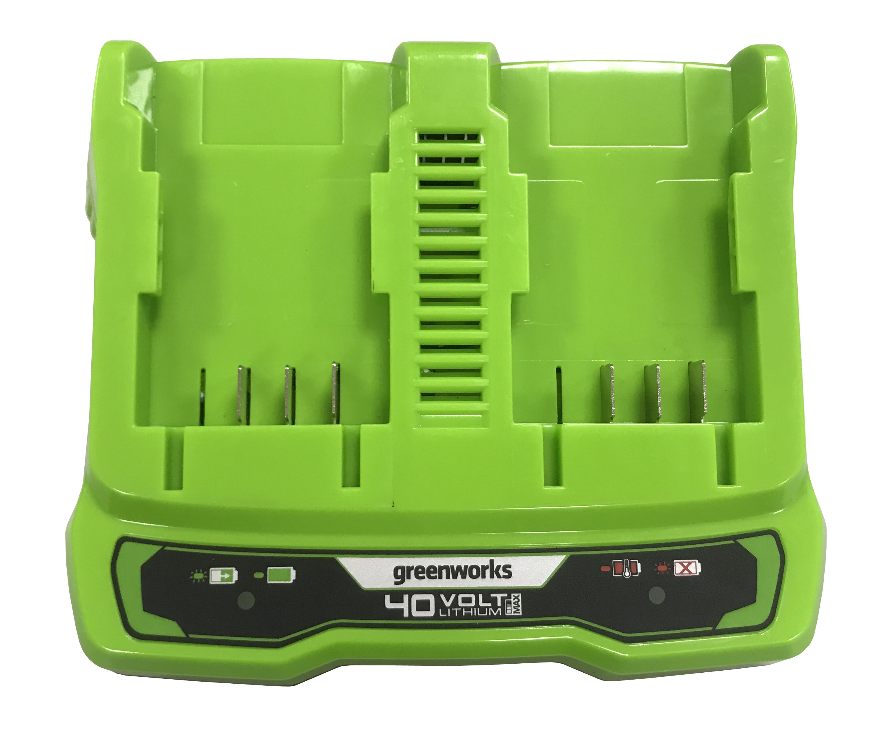 Зарядное устройство двойное (2А) Greenworks 40V G40UC2 2938907 (с двумя слотами)
