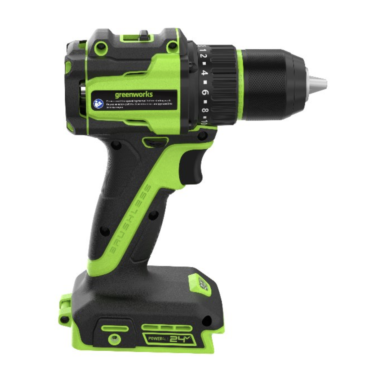 Дрель-шуруповёрт 27/50 Нм аккумуляторная Greenworks 24V DD350, бесщёточная, без АКБ и ЗУ