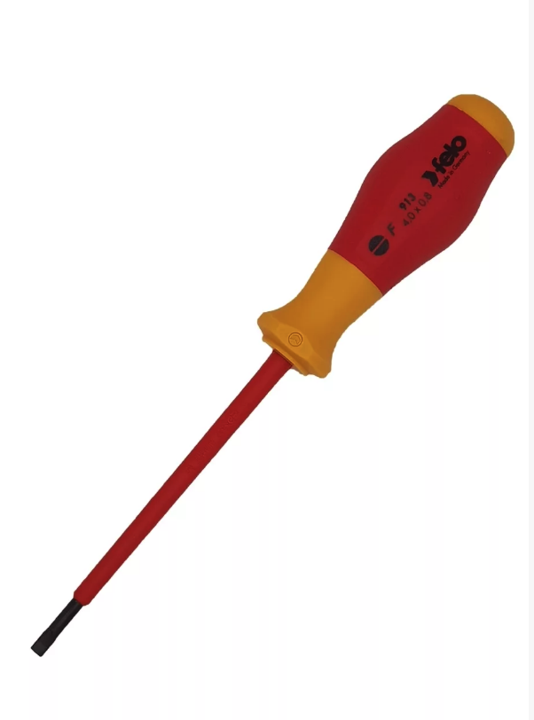 Отвертка диэлектрическая шлицевая SL4,0x0,8x100 Felo 91304090