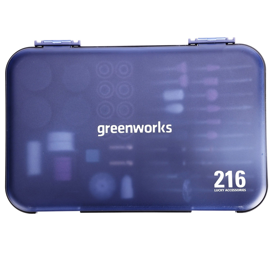 Набор оснастки для граверов Greenworks GPT-8VRT и G24RT 3503507 (216 шт.), в кейсе