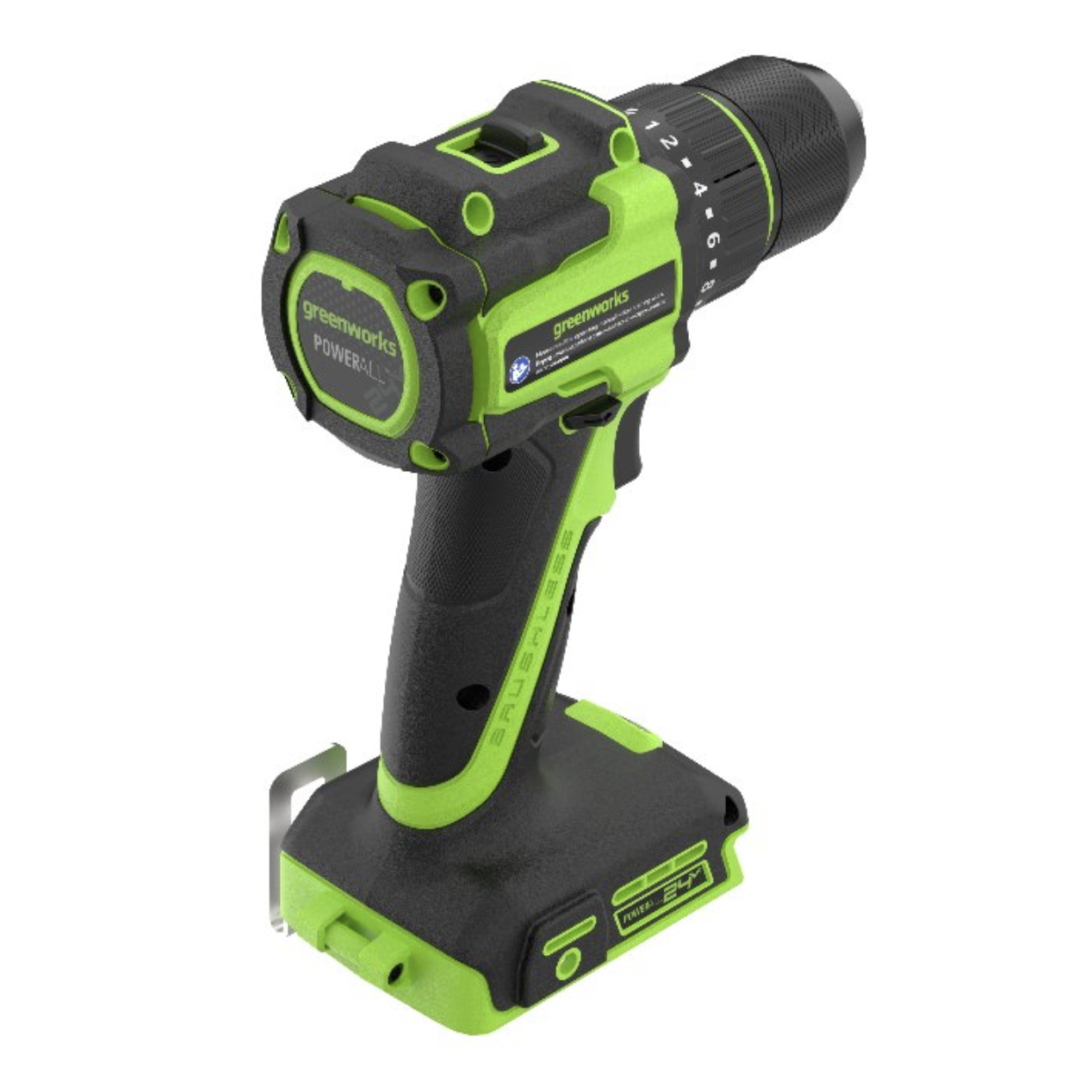 Дрель-шуруповёрт 27/50 Нм аккумуляторная Greenworks 24V DD350, бесщёточная, без АКБ и ЗУ