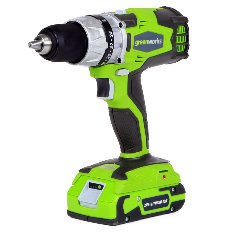 Шуруповёрт аккумуляторный Greenworks 24V GD24DD, бесщёточный
