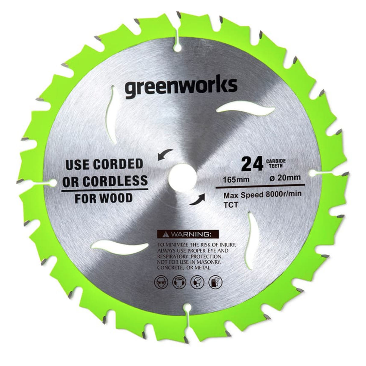 Пильный диск по дереву 165x1,6x20 мм 24T для циркулярной пилы Greenworks 24V 2955707