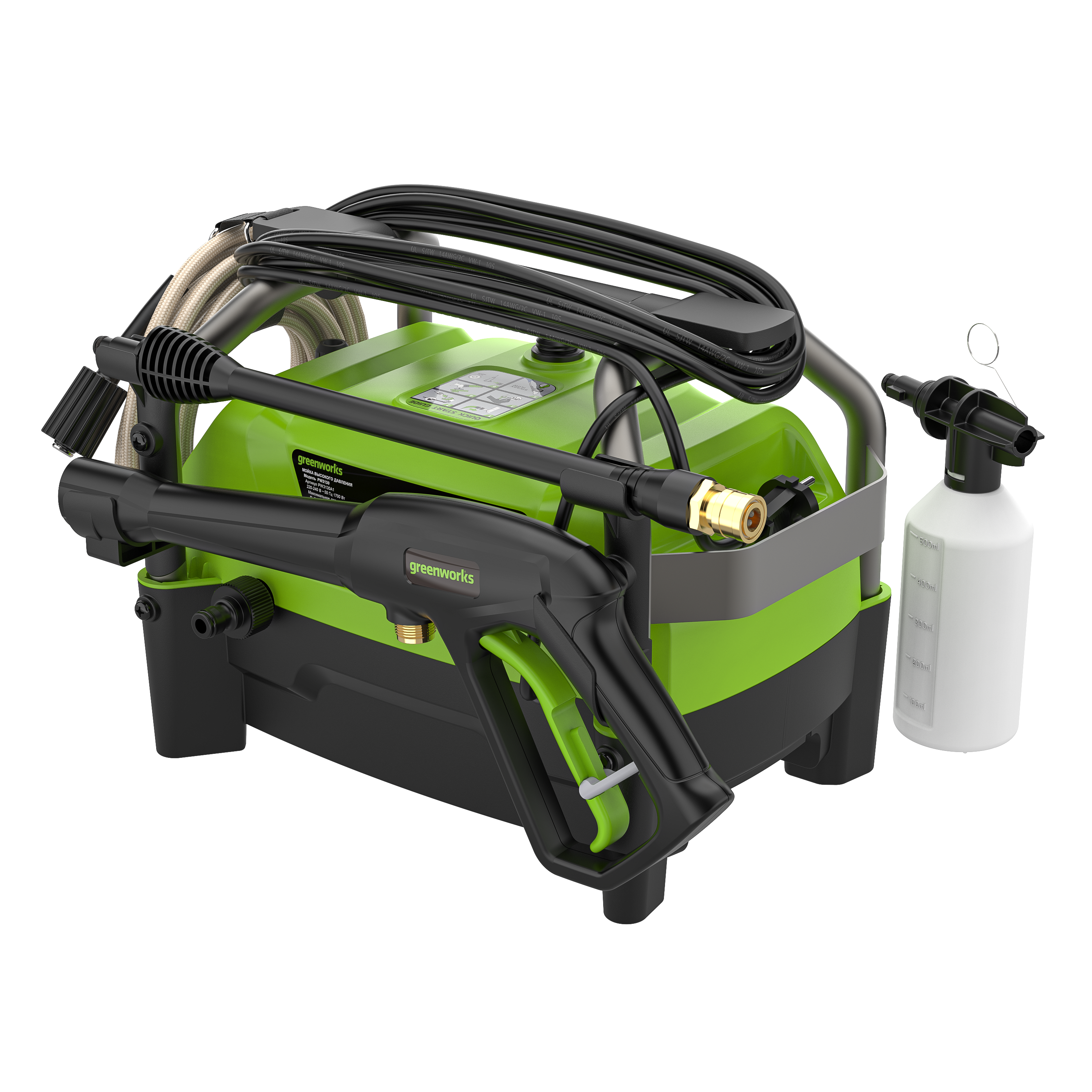 Мойка высокого давления 130 бар 1700 Вт электрическая Greenworks PW3130
