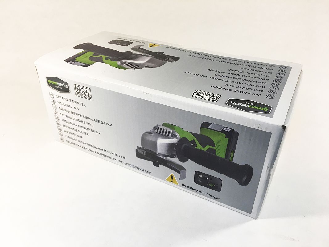 Угловая шлифмашинка болгарка аккумуляторная Greenworks 24V G24AG