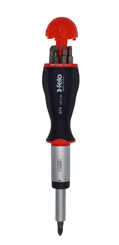 Отвёртка с реверсом и магазином бит/8 шт., серия 374 FELO 374 204 05