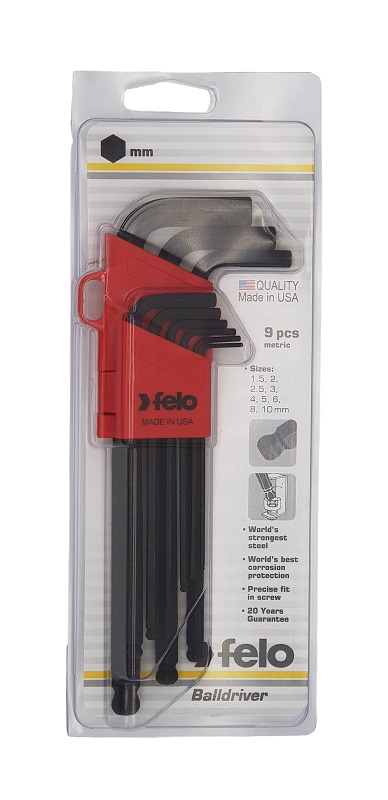 Набор шестигранников с кулачком, 9 шт., серия 355 (в блистере) FELO 355 009 01