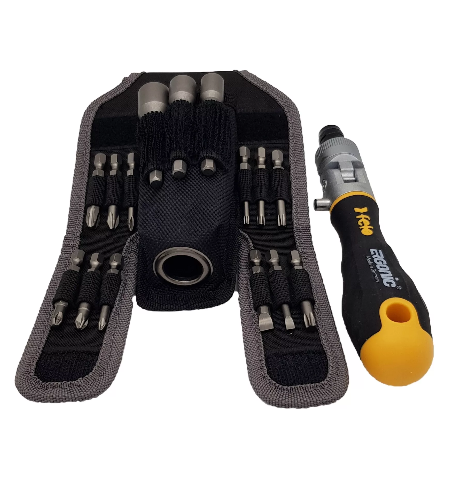 Трещотка поворотная Ergonic K с набором бит в чехле, 16 шт FELO 06071604